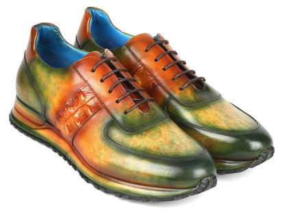 Paul Parkman Men's Green And Brown Patina Sneakers (IdLp207grb) Shoes by Paul Parkman – Don't Panic Shoes