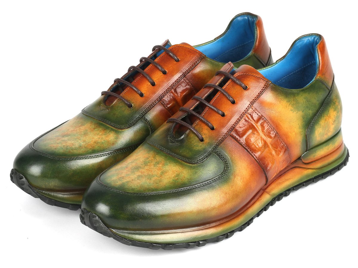 Paul Parkman Men's Green And Brown Patina Sneakers Shoes by Paul Parkman – Don't Panic Shoes