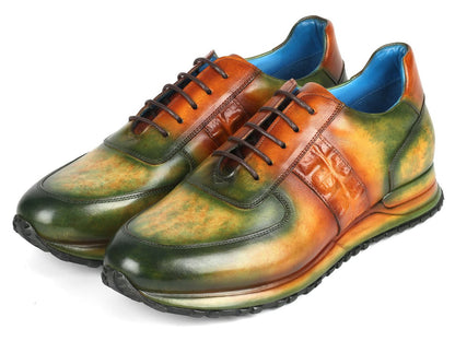 Paul Parkman Men's Green And Brown Patina Sneakers Shoes by Paul Parkman – Don't Panic Shoes