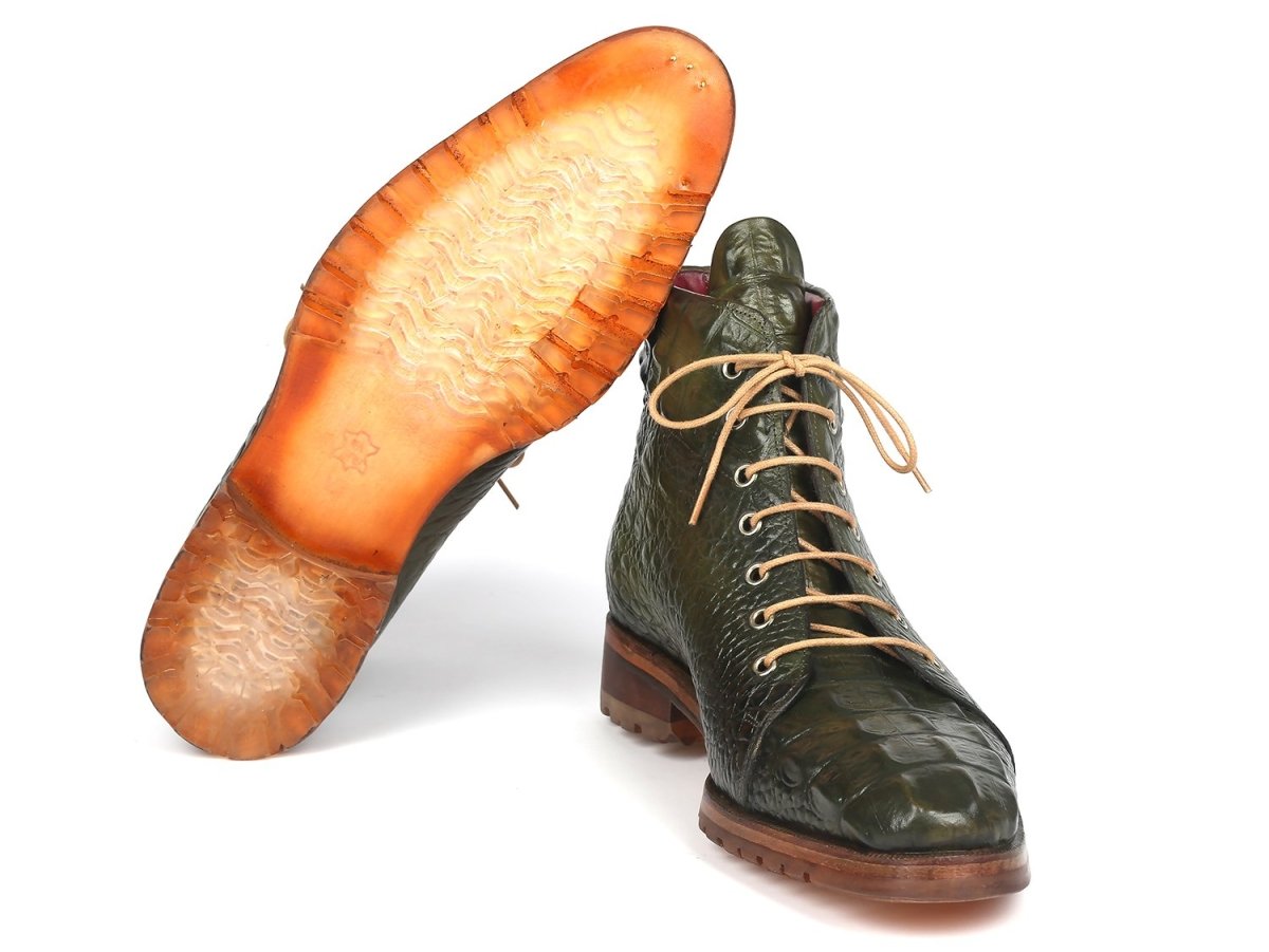 Paul Parkman Men's Green Croco Embossed Leather Boots (12811 - Grn) by Paul Parkman – Don't Panic Shoes