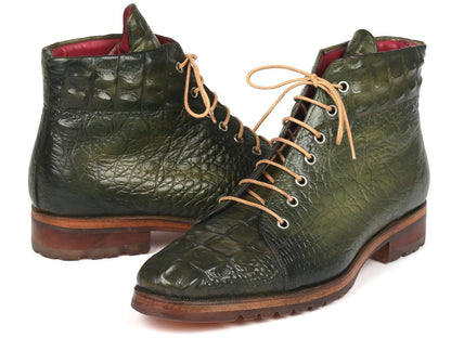 Paul Parkman Men's Green Croco Embossed Leather Boots (12811 - Grn) by Paul Parkman – Don't Panic Shoes