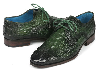 Paul Parkman Men's Green Croco Textured Leather Derby Shoes (Id1438grn) by Paul Parkman – Don't Panic Shoes