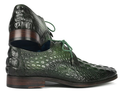 Paul Parkman Men's Green Croco Textured Leather Derby Shoes (Id1438grn) by Paul Parkman – Don't Panic Shoes