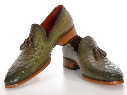 Paul Parkman Men's Green Crocodile Embossed Calfskin Tassel Loafer (IdPp2281 - Green) by Paul Parkman – Don't Panic Shoes