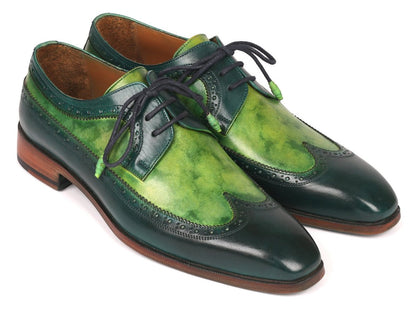 Paul Parkman Men's Green Dual Tone Wingtip Derby Shoes (Id6931grn) by Paul Parkman – Don't Panic Shoes