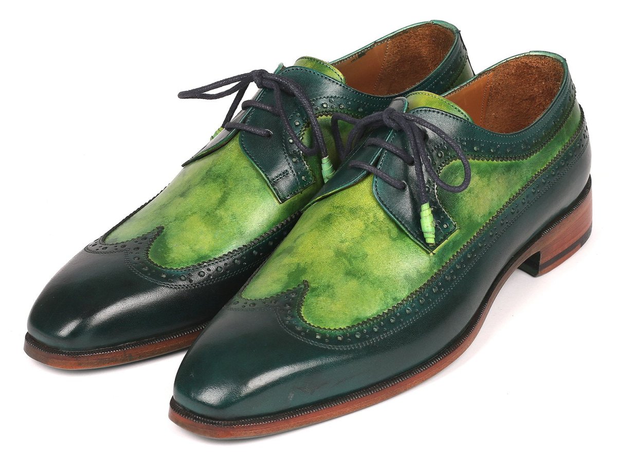 Paul Parkman Men's Green Dual Tone Wingtip Derby Shoes (Id6931grn) by Paul Parkman – Don't Panic Shoes