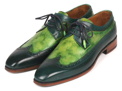 Paul Parkman Men's Green Dual Tone Wingtip Derby Shoes (Id6931grn) by Paul Parkman – Don't Panic Shoes