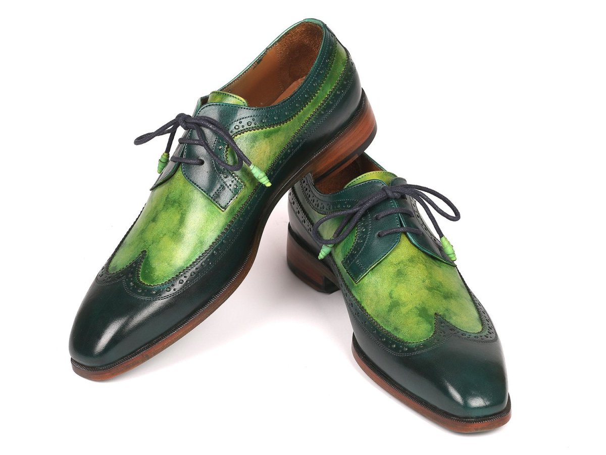 Paul Parkman Men's Green Dual Tone Wingtip Derby Shoes (Id6931grn) by Paul Parkman – Don't Panic Shoes
