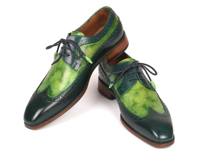 Paul Parkman Men's Green Dual Tone Wingtip Derby Shoes (Id6931grn) by Paul Parkman – Don't Panic Shoes