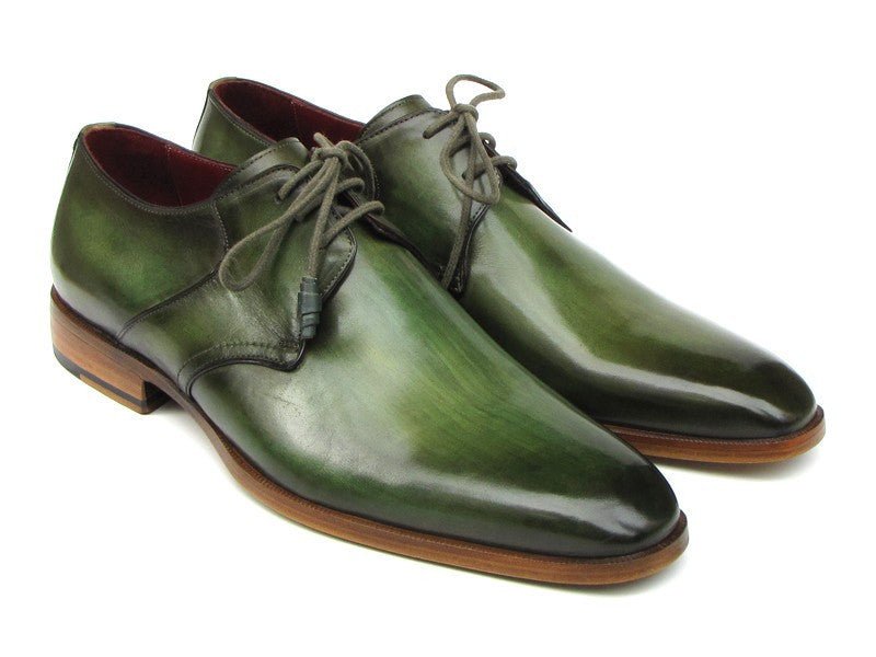 Paul Parkman Men's Green HAnd - Painted Derby Shoes Leather Upper and Leather Sole (Id059 - Green) by Paul Parkman – Don't Panic Shoes