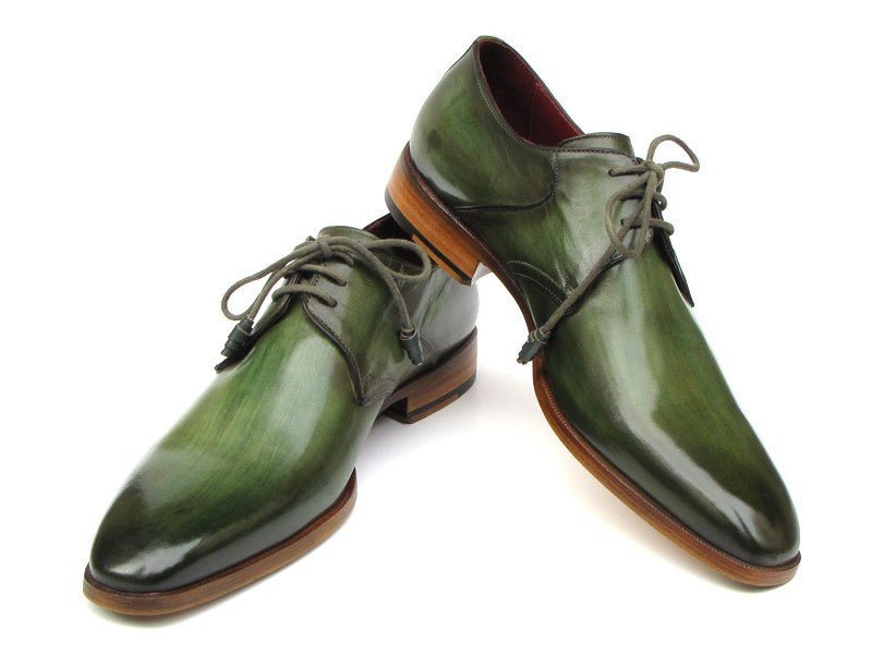 Paul Parkman Men's Green HAnd - Painted Derby Shoes Leather Upper and Leather Sole (Id059 - Green) by Paul Parkman – Don't Panic Shoes