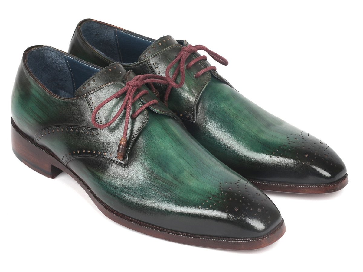 Paul Parkman Men's Green Medallion Toe Derby Shoes (Id6584 - Grn) by Paul Parkman – Don't Panic Shoes