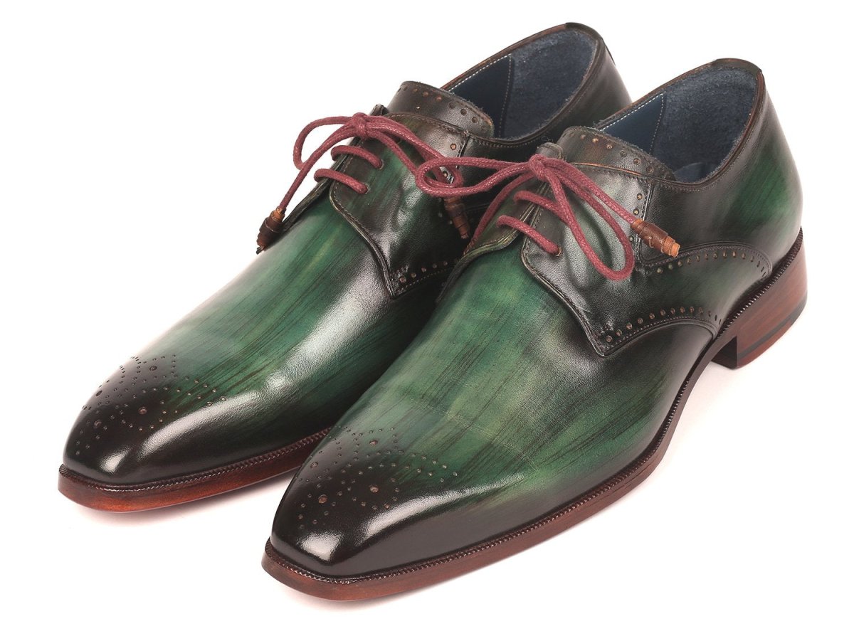 Paul Parkman Men's Green Medallion Toe Derby Shoes (Id6584 - Grn) by Paul Parkman – Don't Panic Shoes