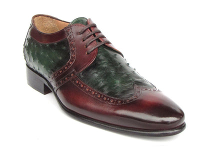 Paul Parkman Men's Green Ostrich And Brown Leather Derby Shoes (Id956gb57) Shoes by Paul Parkman – Don't Panic Shoes