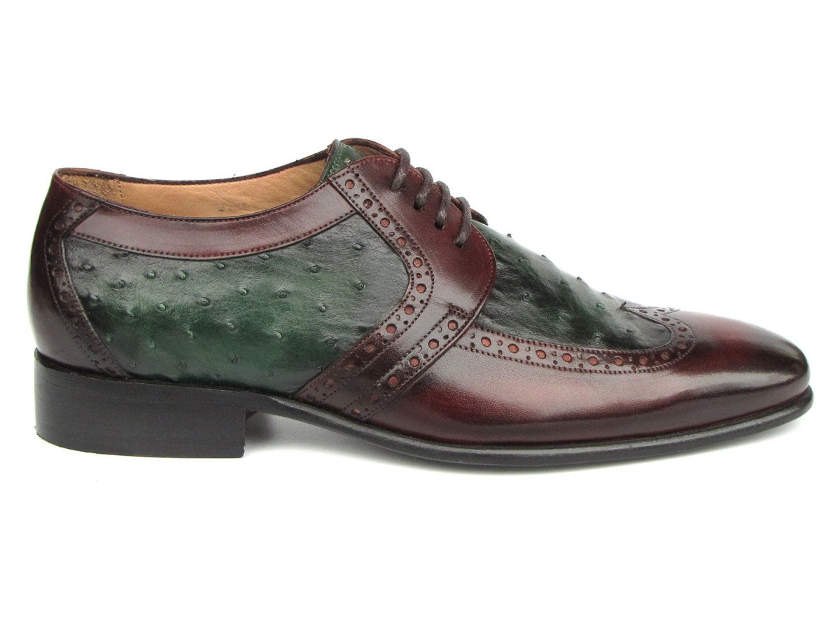 Paul Parkman Men's Green Ostrich And Brown Leather Derby Shoes (Id956gb57) Shoes by Paul Parkman – Don't Panic Shoes