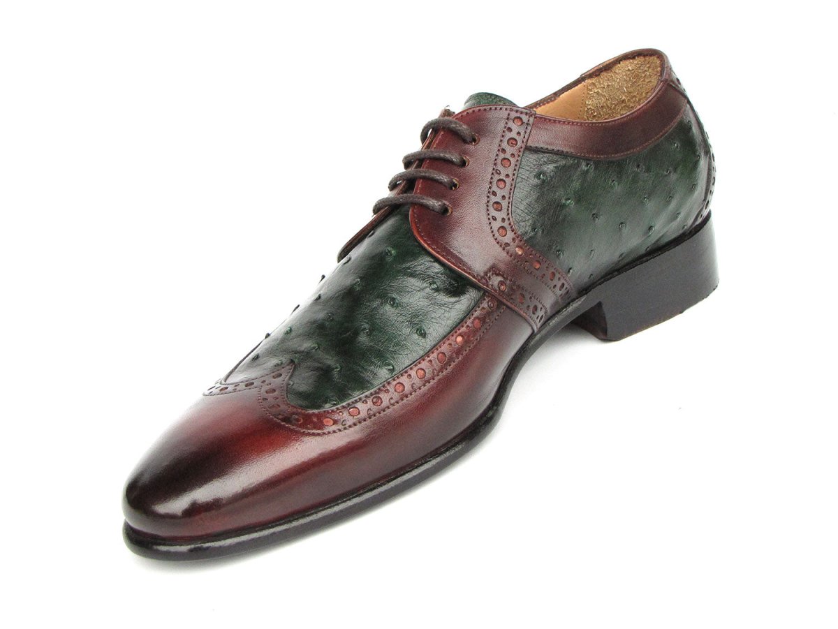 Paul Parkman Men's Green Ostrich And Brown Leather Derby Shoes Shoes by Paul Parkman – Don't Panic Shoes