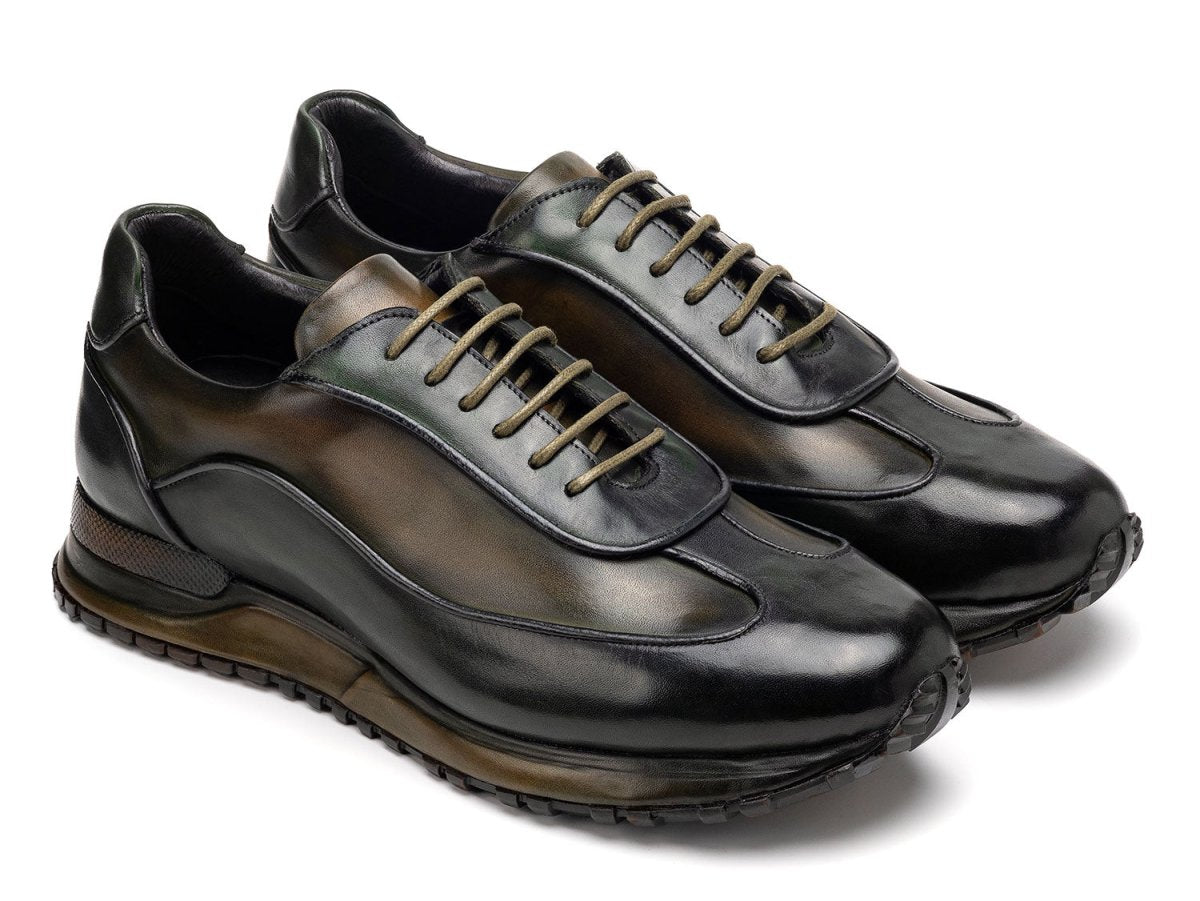 Paul Parkman Men's Green Patina Leather Sneakers (IdLs406grn) Shoes by Paul Parkman – Don't Panic Shoes