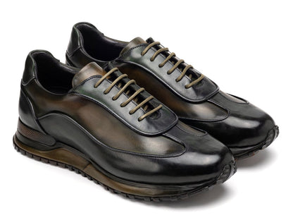 Paul Parkman Men's Green Patina Leather Sneakers (IdLs406grn) Shoes by Paul Parkman – Don't Panic Shoes