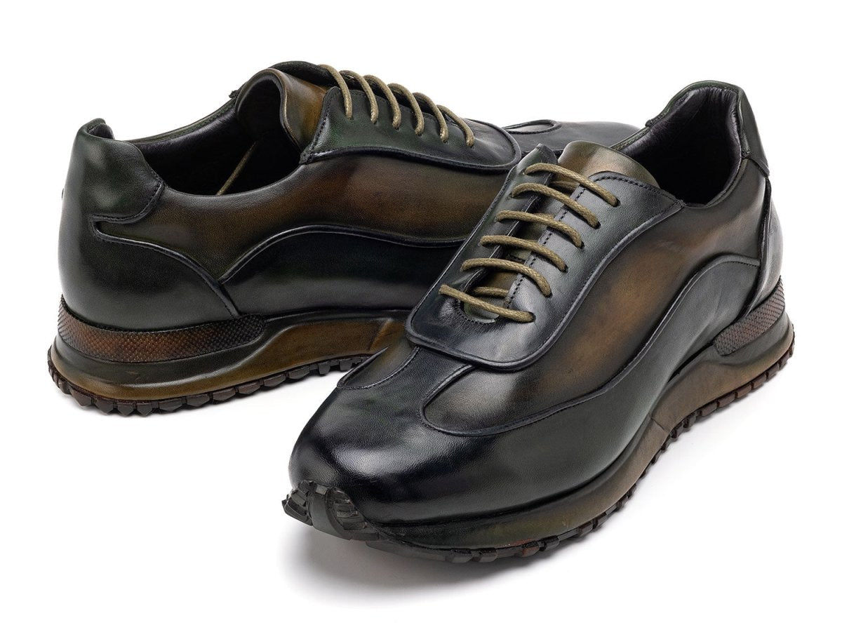 Paul Parkman Men's Green Patina Leather Sneakers (IdLs406grn) Shoes by Paul Parkman – Don't Panic Shoes