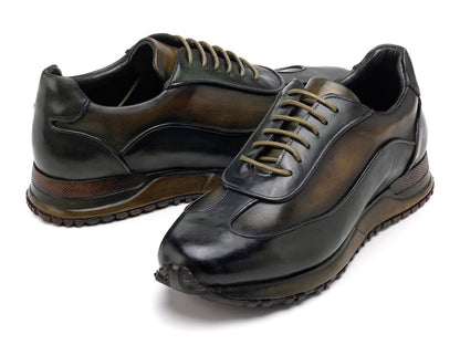 Paul Parkman Men's Green Patina Leather Sneakers (IdLs406grn) Shoes by Paul Parkman – Don't Panic Shoes