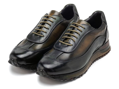 Paul Parkman Men's Green Patina Leather Sneakers (IdLs406grn) Shoes by Paul Parkman – Don't Panic Shoes