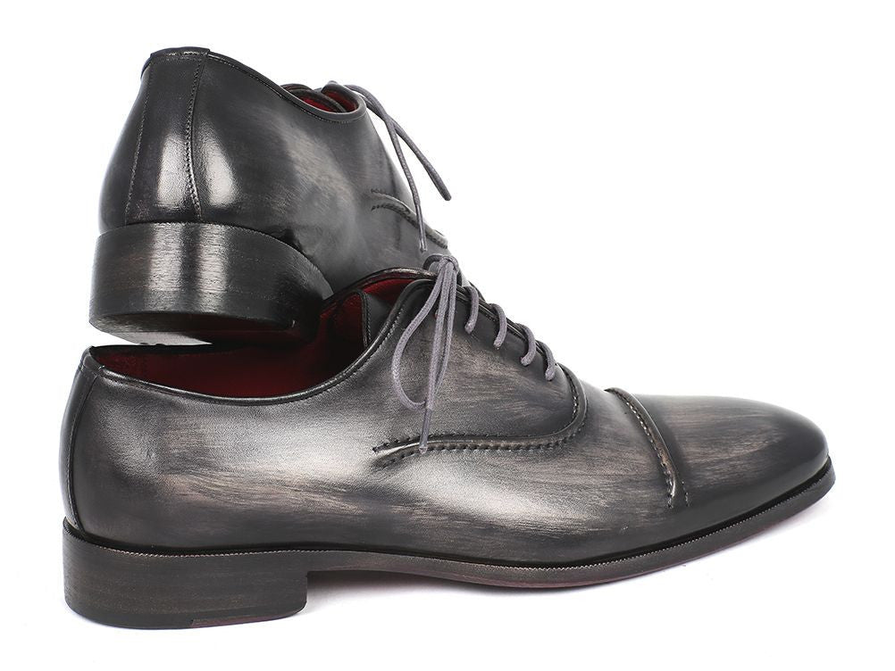Paul Parkman Men's HAnd - PaInted Captoe Leather Oxfords in Gray and Black Shoes by Paul Parkman – Don't Panic Shoes