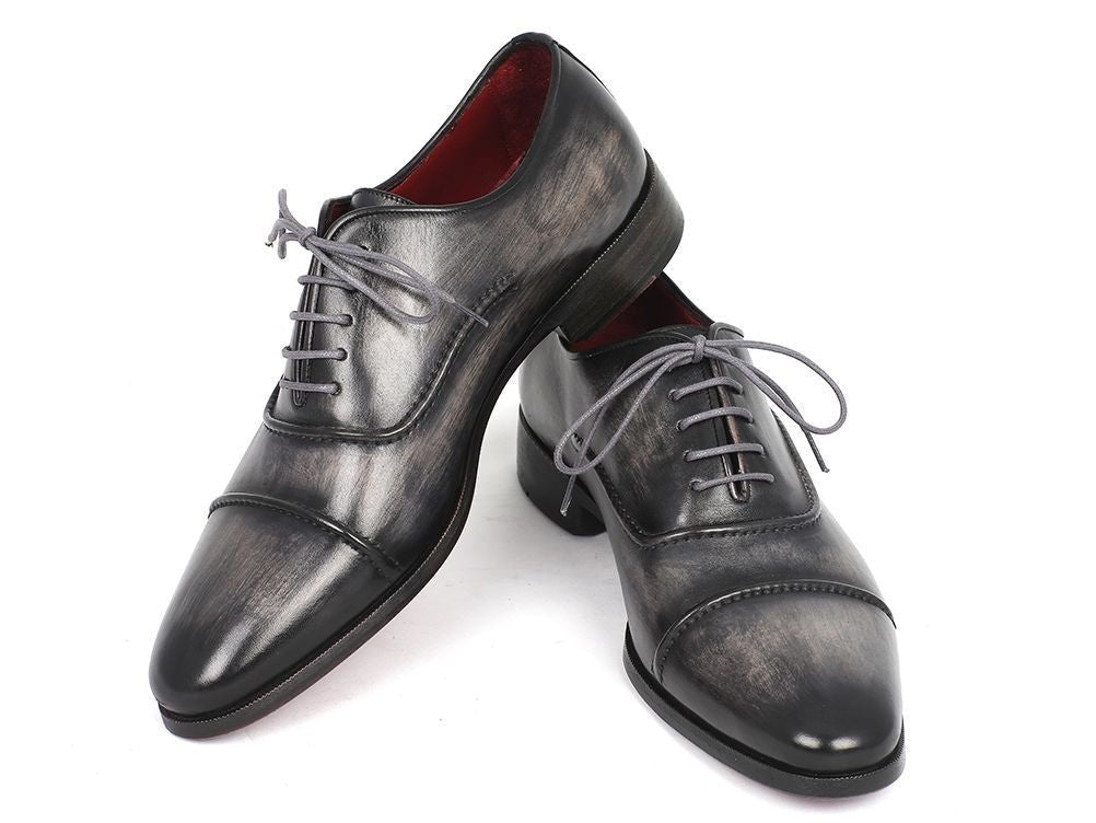 Paul Parkman Men's HAnd - PaInted Captoe Leather Oxfords in Gray and Black Shoes by Paul Parkman – Don't Panic Shoes