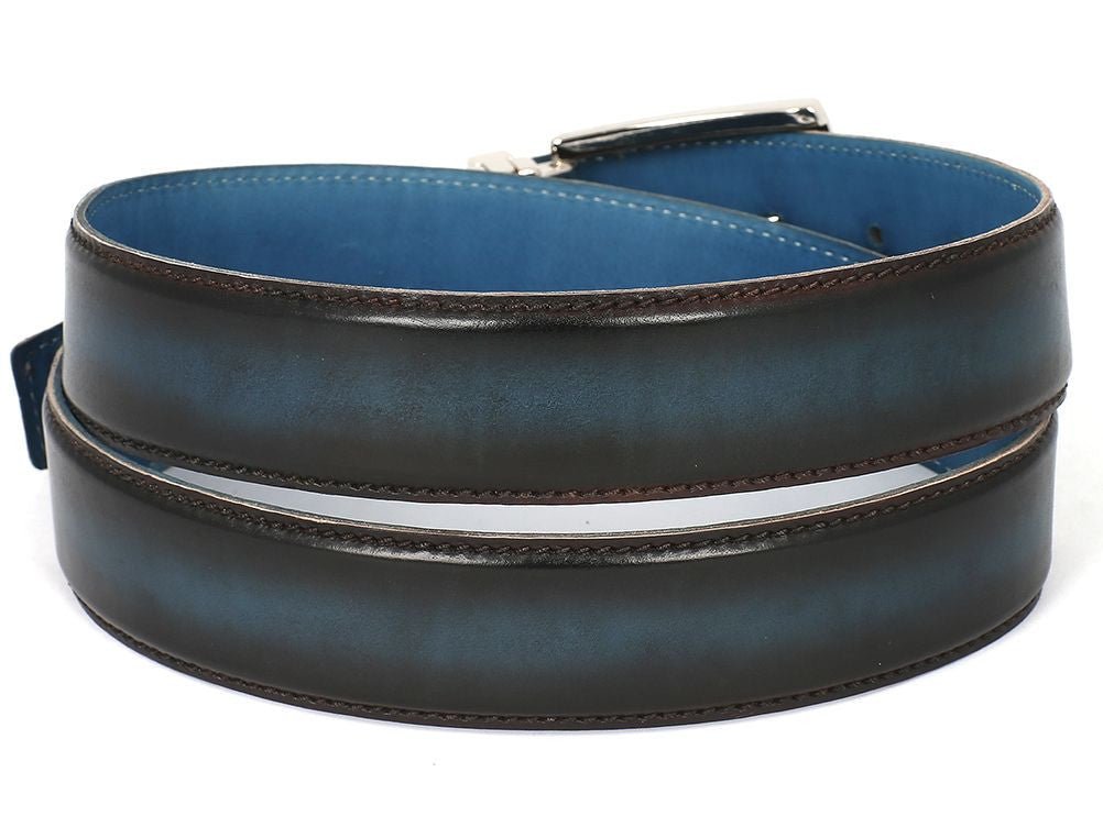 Paul Parkman Men's HAnd - PaInted Leather Belt in Dual Tone Brown and Blue Belts by Paul Parkman – Don't Panic Shoes