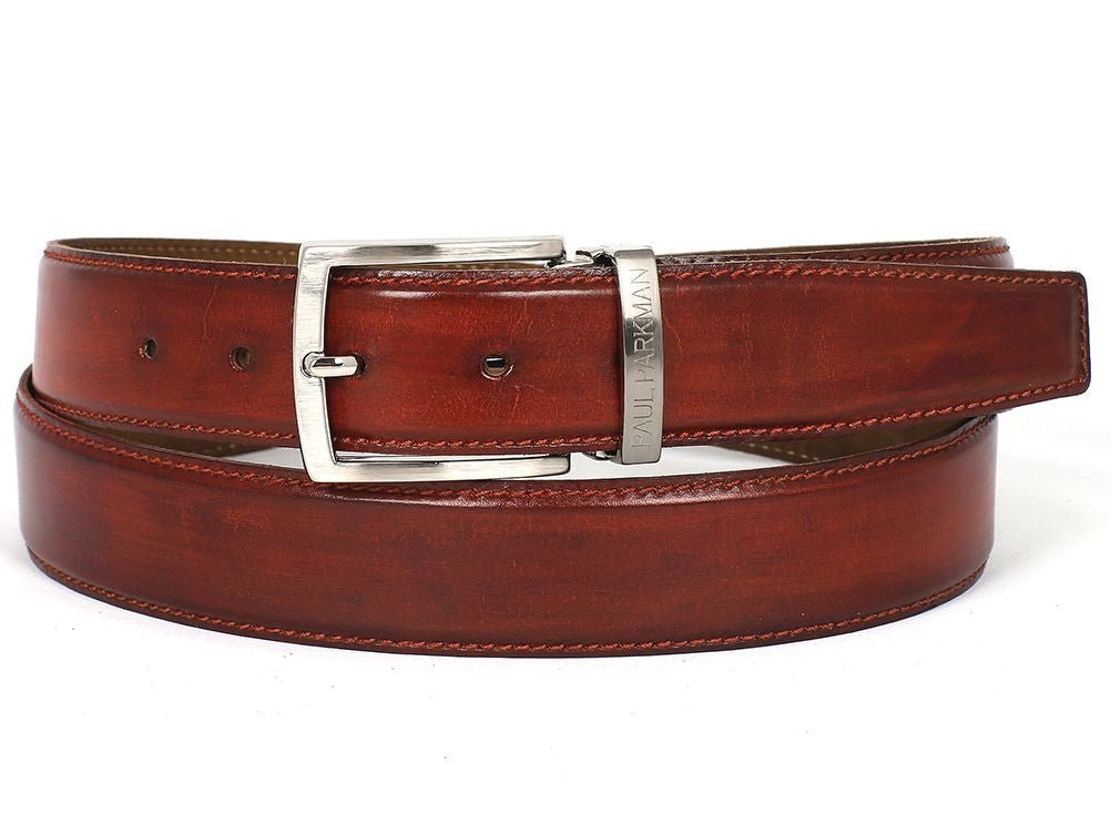 Paul Parkman Men's Hand - PaInted Leather Belt in Reddish Brown Belts by Paul Parkman – Don't Panic Shoes