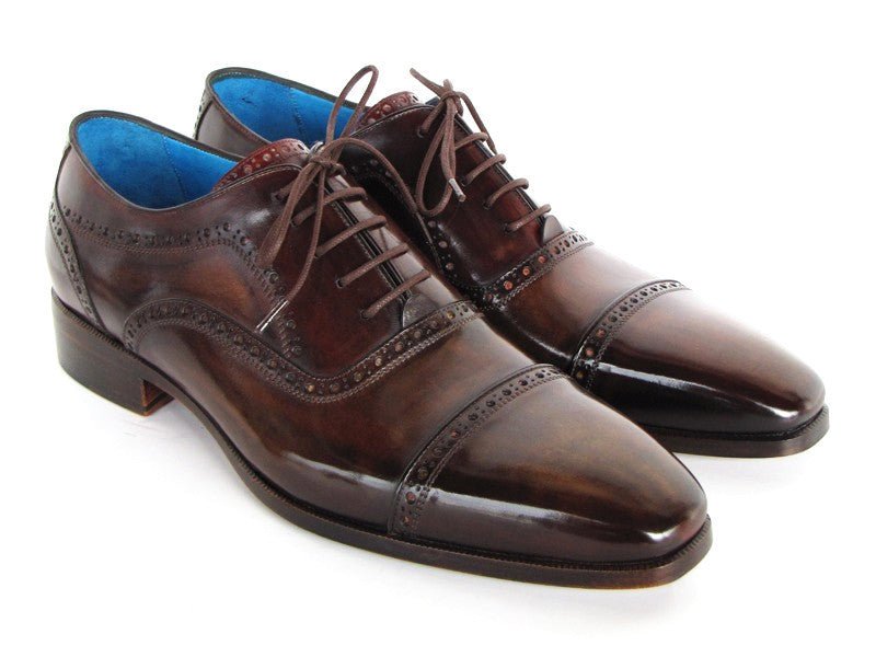 Paul Parkman Men's Hand - PaInted Leather Captoe Oxfords in Anthracite Brown Shoes by Paul Parkman – Don't Panic Shoes