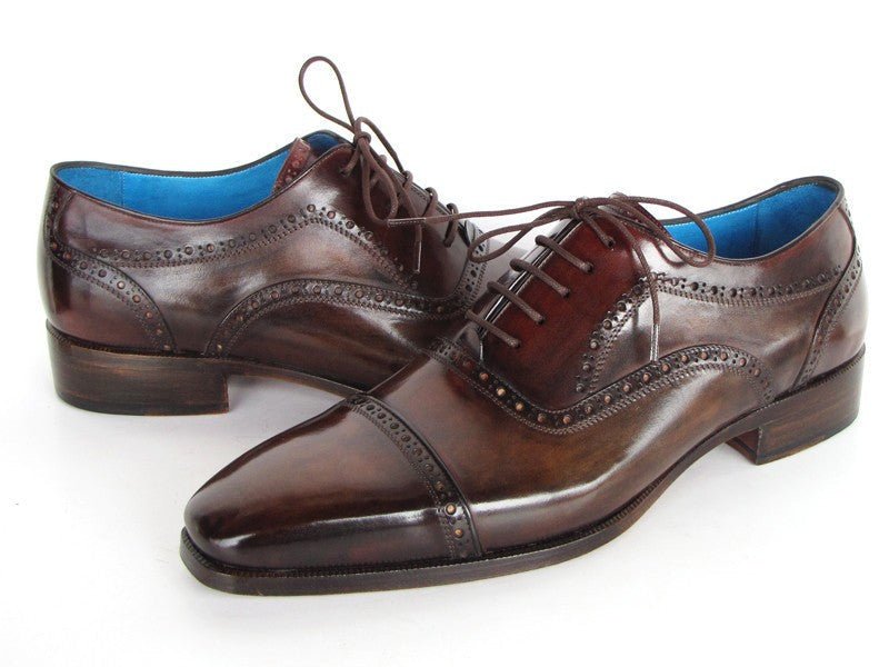 Paul Parkman Men's Hand - PaInted Leather Captoe Oxfords in Anthracite Brown Shoes by Paul Parkman – Don't Panic Shoes