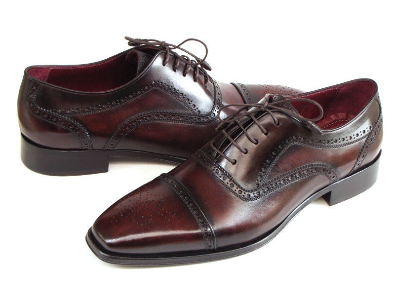 Paul Parkman Men's HAnd - PaInted Leather Captoe Oxfords in Bordeaux and Brown Shoes by Paul Parkman – Don't Panic Shoes