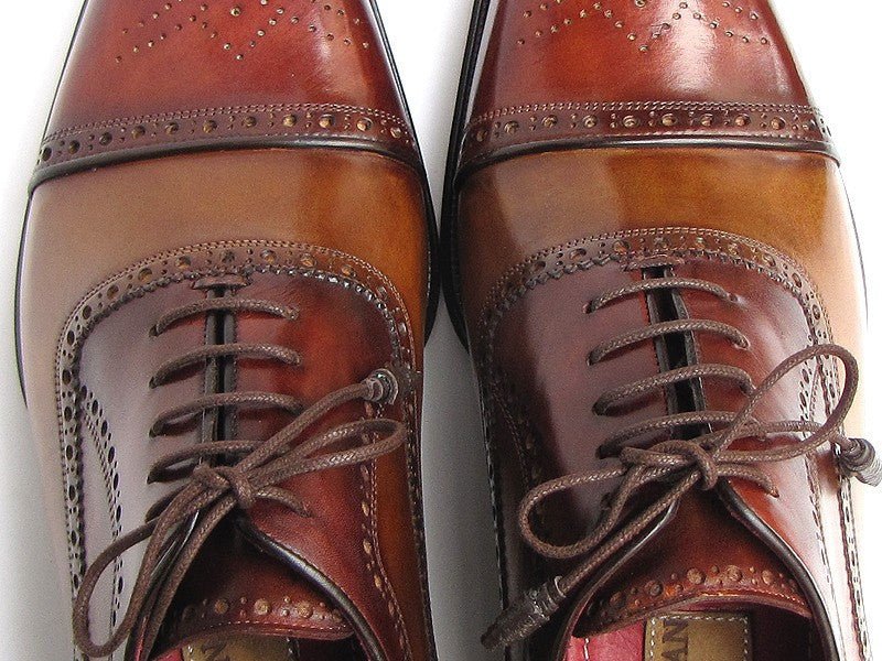 Paul Parkman Men's HAnd - PaInted Leather Captoe Oxfords in Camel and Red Shoes by Paul Parkman – Don't Panic Shoes