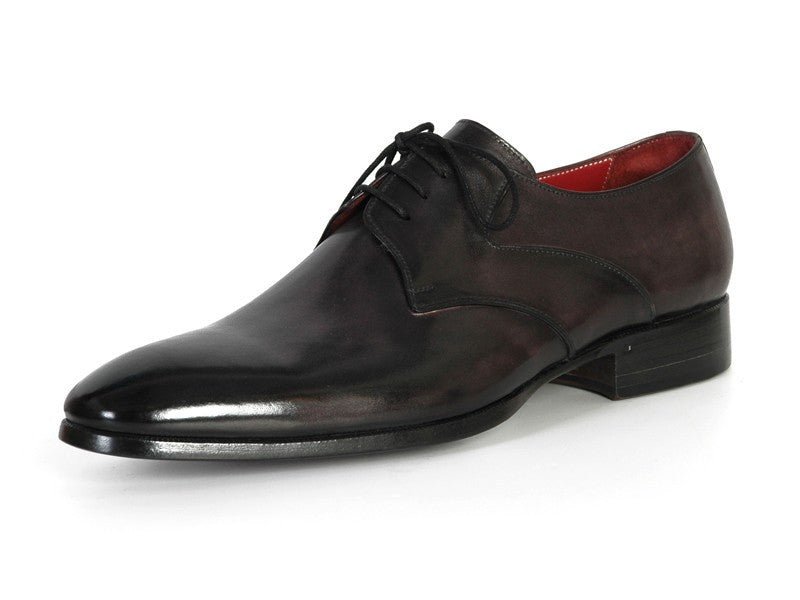 Paul Parkman Men's Hand - PaInted Leather Derby Shoes in Anthracite Black Shoes by Paul Parkman – Don't Panic Shoes