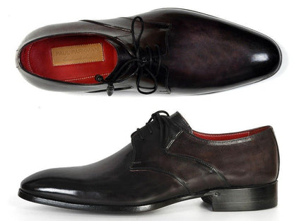 Paul Parkman Men's Hand - PaInted Leather Derby Shoes in Anthracite Black Shoes by Paul Parkman – Don't Panic Shoes