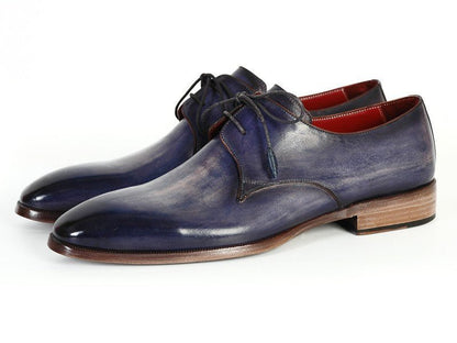 Paul Parkman Men's HAnd - PaInted Leather Derby Shoes in Blue and Navy Shoes by Paul Parkman – Don't Panic Shoes