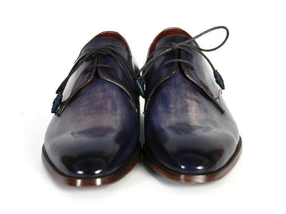 Paul Parkman Men's HAnd - PaInted Leather Derby Shoes in Blue and Navy Shoes by Paul Parkman – Don't Panic Shoes