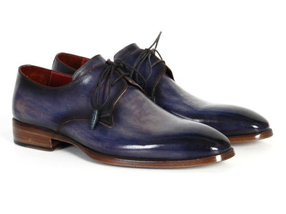 Paul Parkman Men's HAnd - PaInted Leather Derby Shoes in Blue and Navy Shoes by Paul Parkman – Don't Panic Shoes