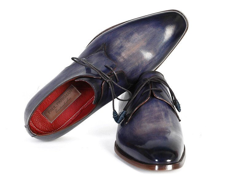 Paul Parkman Men's HAnd - PaInted Leather Derby Shoes in Blue and Navy Shoes by Paul Parkman – Don't Panic Shoes