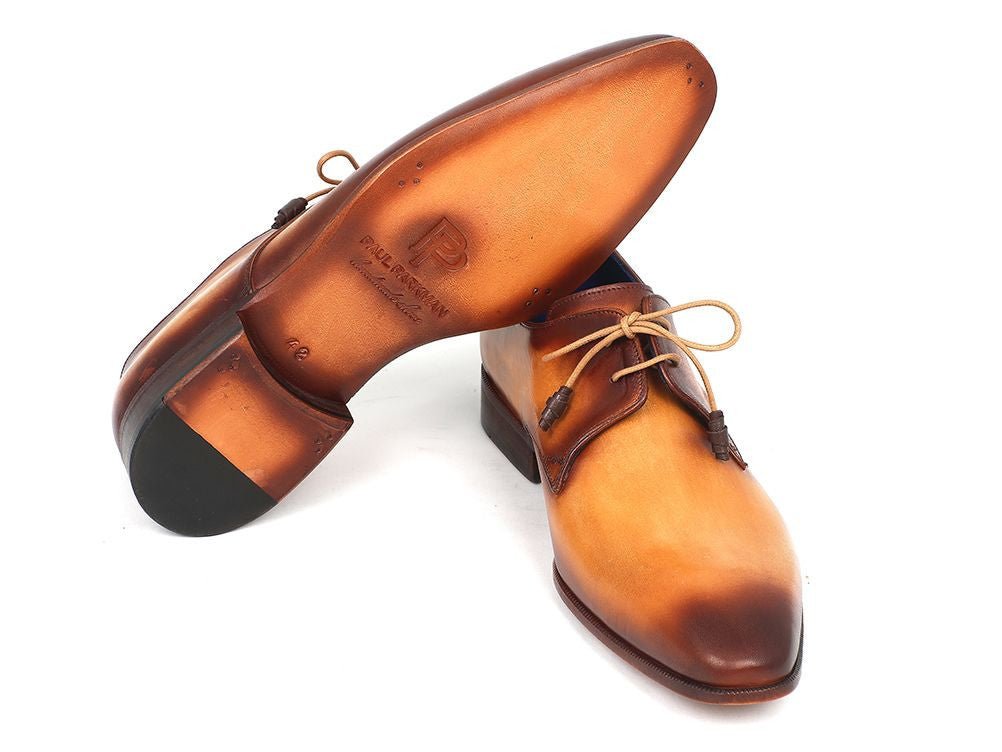 Paul Parkman Men's HAnd - PaInted Leather Derby Shoes in Brown and Camel Shoes by Paul Parkman – Don't Panic Shoes