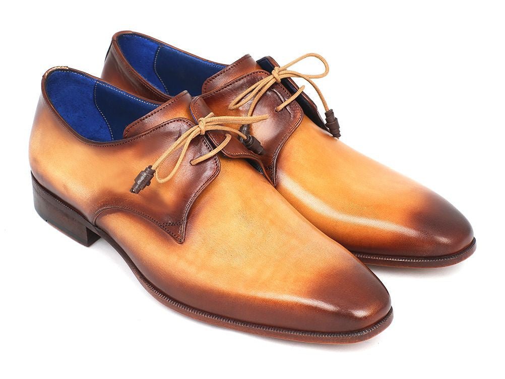 Paul Parkman Men's HAnd - PaInted Leather Derby Shoes in Brown and Camel Shoes by Paul Parkman – Don't Panic Shoes