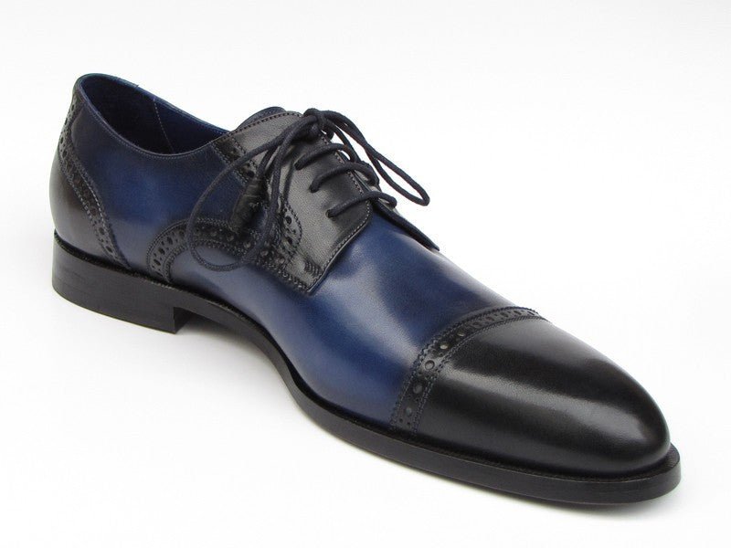 Paul Parkman Men's HAnd - PaInted Leather Derby Shoes in Parliament Blue and Navy Shoes by Paul Parkman – Don't Panic Shoes