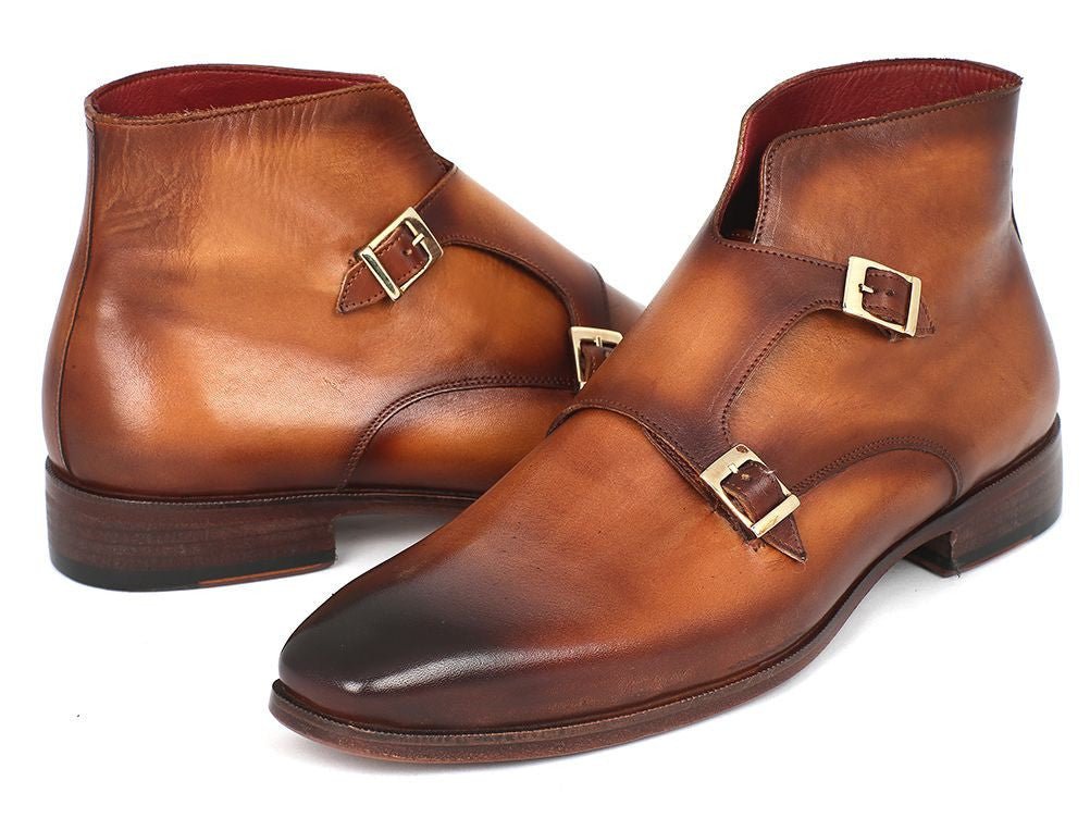 Paul Parkman Men's Hand - PaInted Leather Double Monkstrap Boots in Brown Shoes by Paul Parkman – Don't Panic Shoes