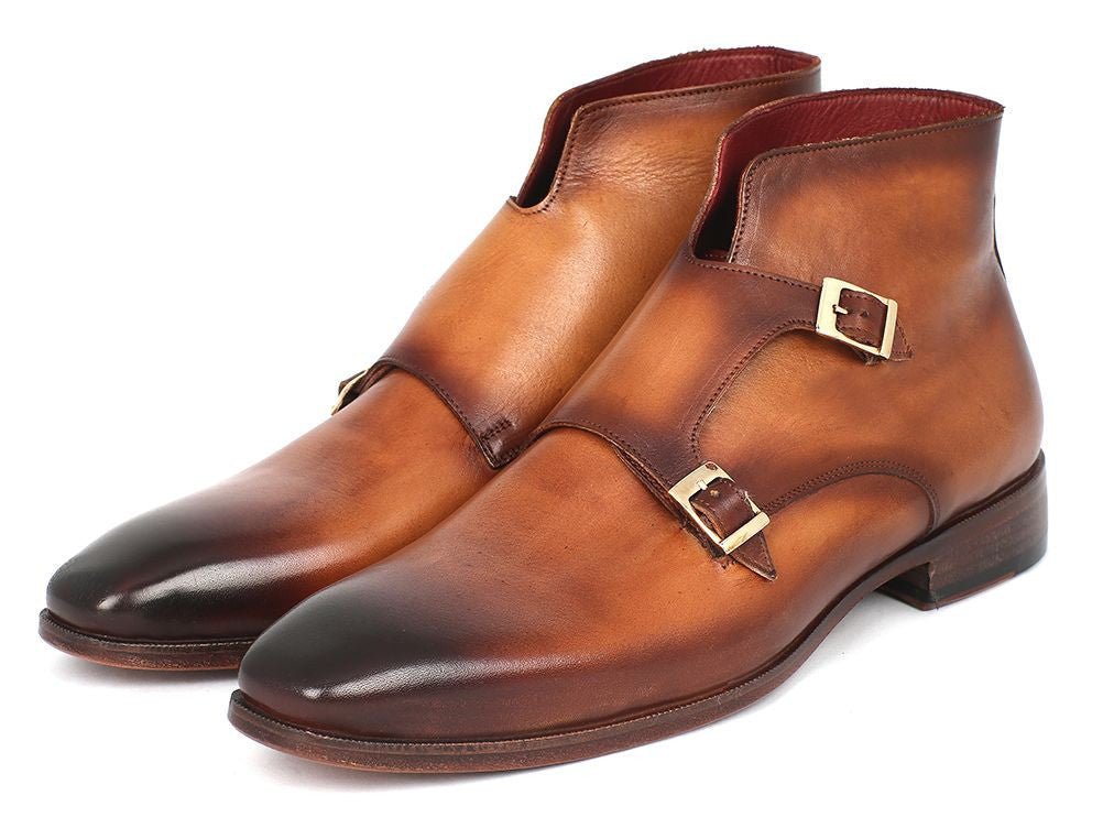 Paul Parkman Men's Hand - PaInted Leather Double Monkstrap Boots in Brown Shoes by Paul Parkman – Don't Panic Shoes