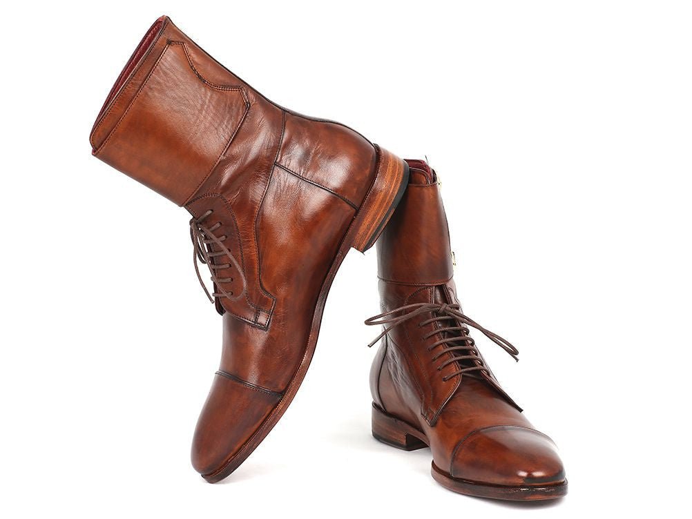 Paul Parkman Men's Hand - PaInted Leather High Boots in Brown Shoes by Paul Parkman – Don't Panic Shoes