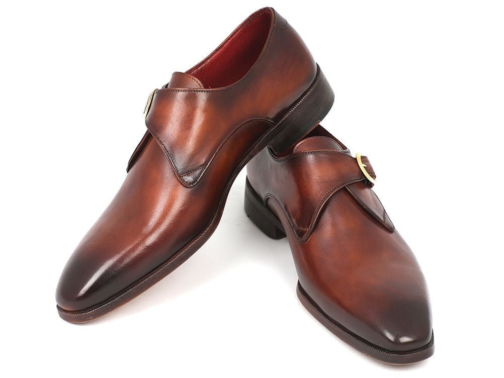 Paul Parkman Men's HAnd - PaInted Leather Monkstraps in Brown and Camel Shoes by Paul Parkman – Don't Panic Shoes