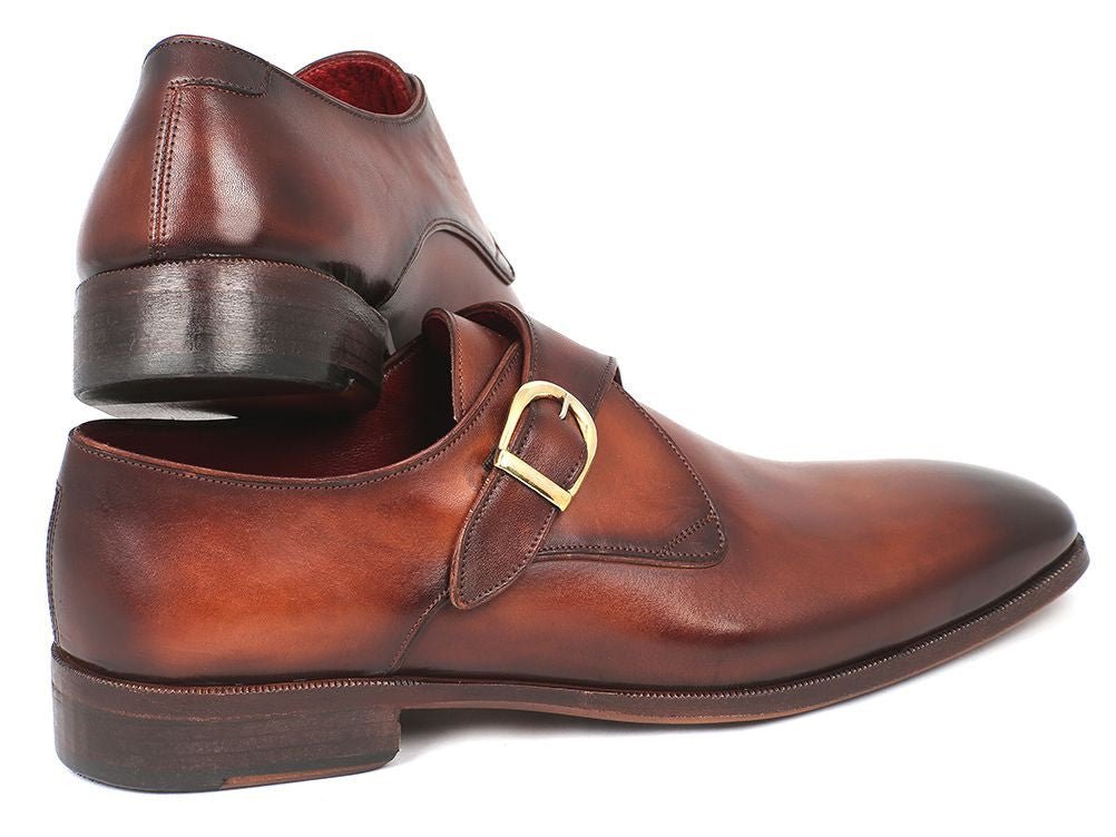 Paul Parkman Men's HAnd - PaInted Leather Monkstraps in Brown and Camel Shoes by Paul Parkman – Don't Panic Shoes