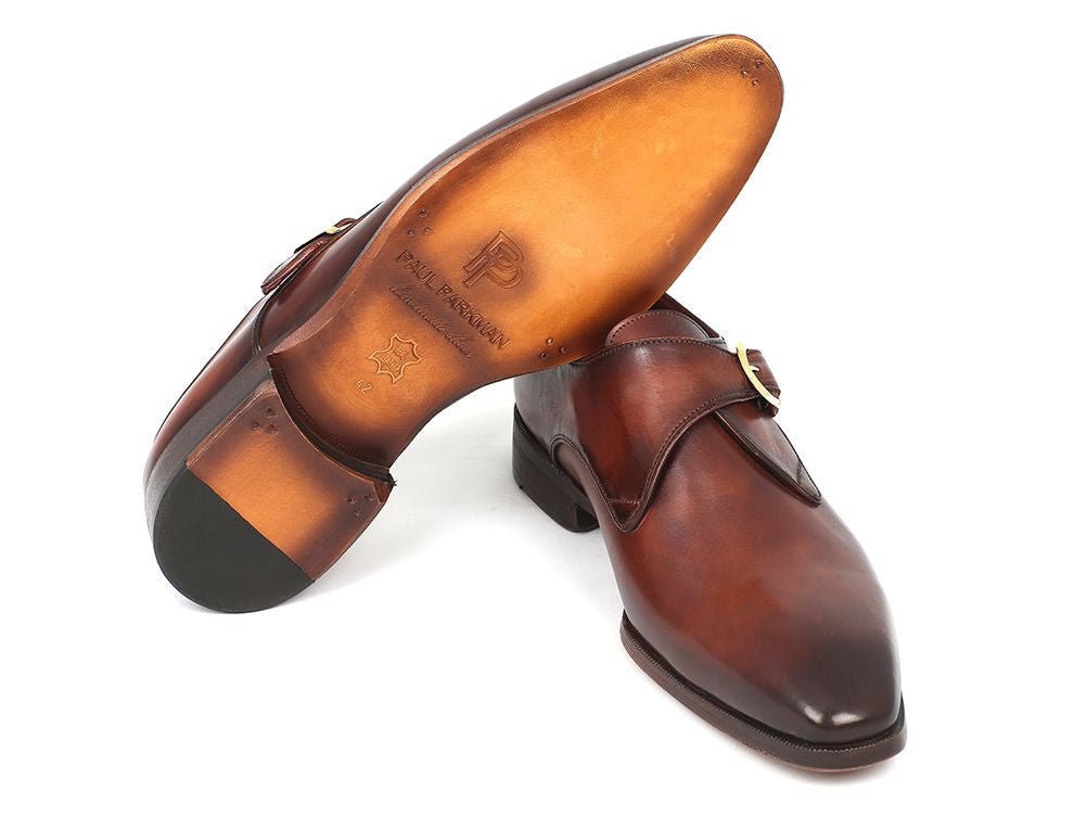 Paul Parkman Men's HAnd - PaInted Leather Monkstraps in Brown and Camel Shoes by Paul Parkman – Don't Panic Shoes