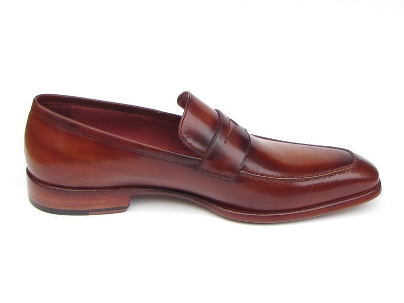 Paul Parkman Men's HAnd - PaInted Leather Penny Loafers in Tobacco and Bordeaux Shoes by Paul Parkman – Don't Panic Shoes