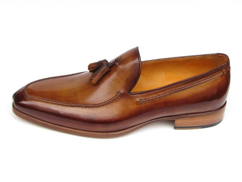 Paul Parkman Men's HAnd - PaInted Leather Tassel Loafers in Camel and Brown Shoes by Paul Parkman – Don't Panic Shoes